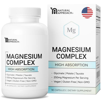 High Absorption Magnesium Complex with Glycinate, Malate & Taurate - Premium Magnesium Supplement for Sleep, Relaxation, Leg Cramps & Stress Relief - 100% Chelated & Easy On The Gut - 90 Capsules - dailyvitalstore