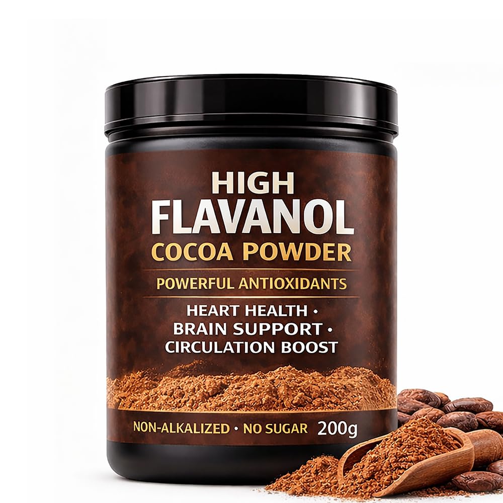 High Flavanol Cocoa Powder, Flavanol Rich Cocoa Powder– 1200mg Cocoa Flavanols – 10X More Flavanols – Supports Heart Health, Nitric Oxide & Energy - dailyvitalstore