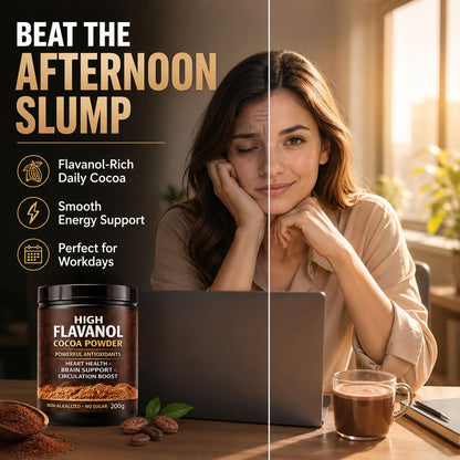 High Flavanol Cocoa Powder, Flavanol Rich Cocoa Powder– 1200mg Cocoa Flavanols – 10X More Flavanols – Supports Heart Health, Nitric Oxide & Energy - dailyvitalstore
