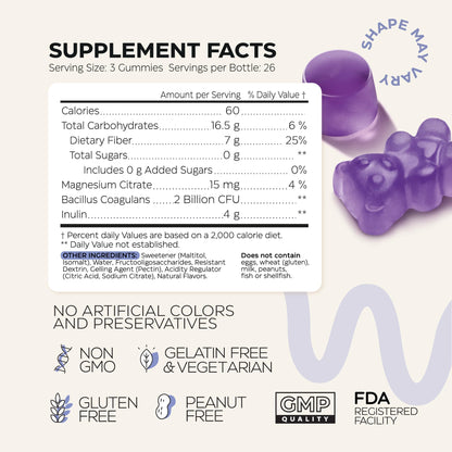 High Prebiotic Fiber Gummies for Women and Men 7G, 160 Pcs (2 Pack) - Natural Support - Beet FOS Fiber, Magnesium, Inulin, Probiotic - Gummy Supplement for Digestive Health - Sugar Free - dailyvitalstore