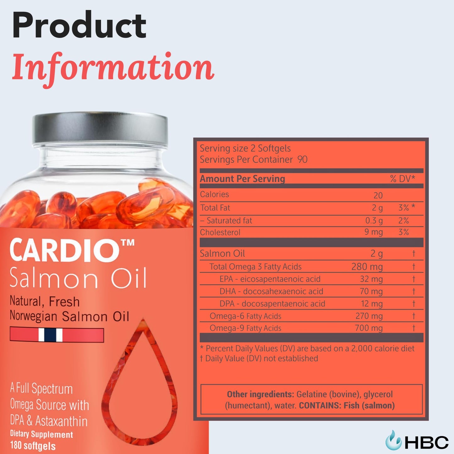 High Strength Omega 3 Fish Oil - 1000mg, Norwegian Salmon Oil with EPA & DHA, No Burping or Aftertaste, Omega 3 Fatty Acids Supplement for Eye - dailyvitalstore