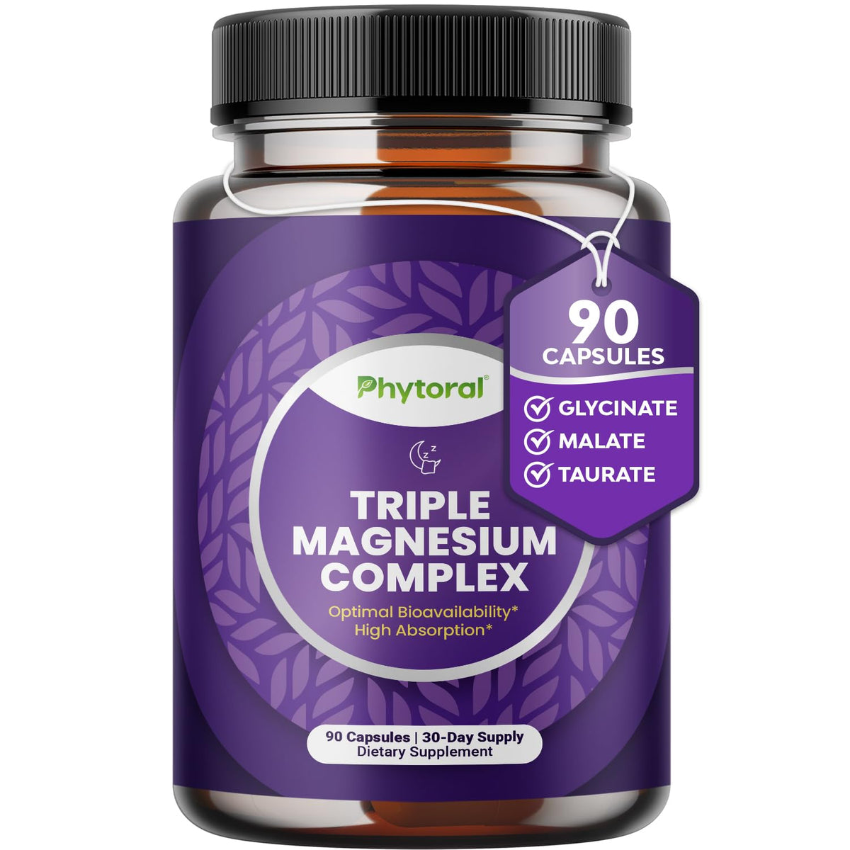 Highly Potent Magnesium Complex Capsules - Triple Magnesium Blend with Taurate Glycinate and Malate - 400mg Supplement Supports Relaxation & Overall Wellness Non-GMO Vegan - 90 Count - dailyvitalstore