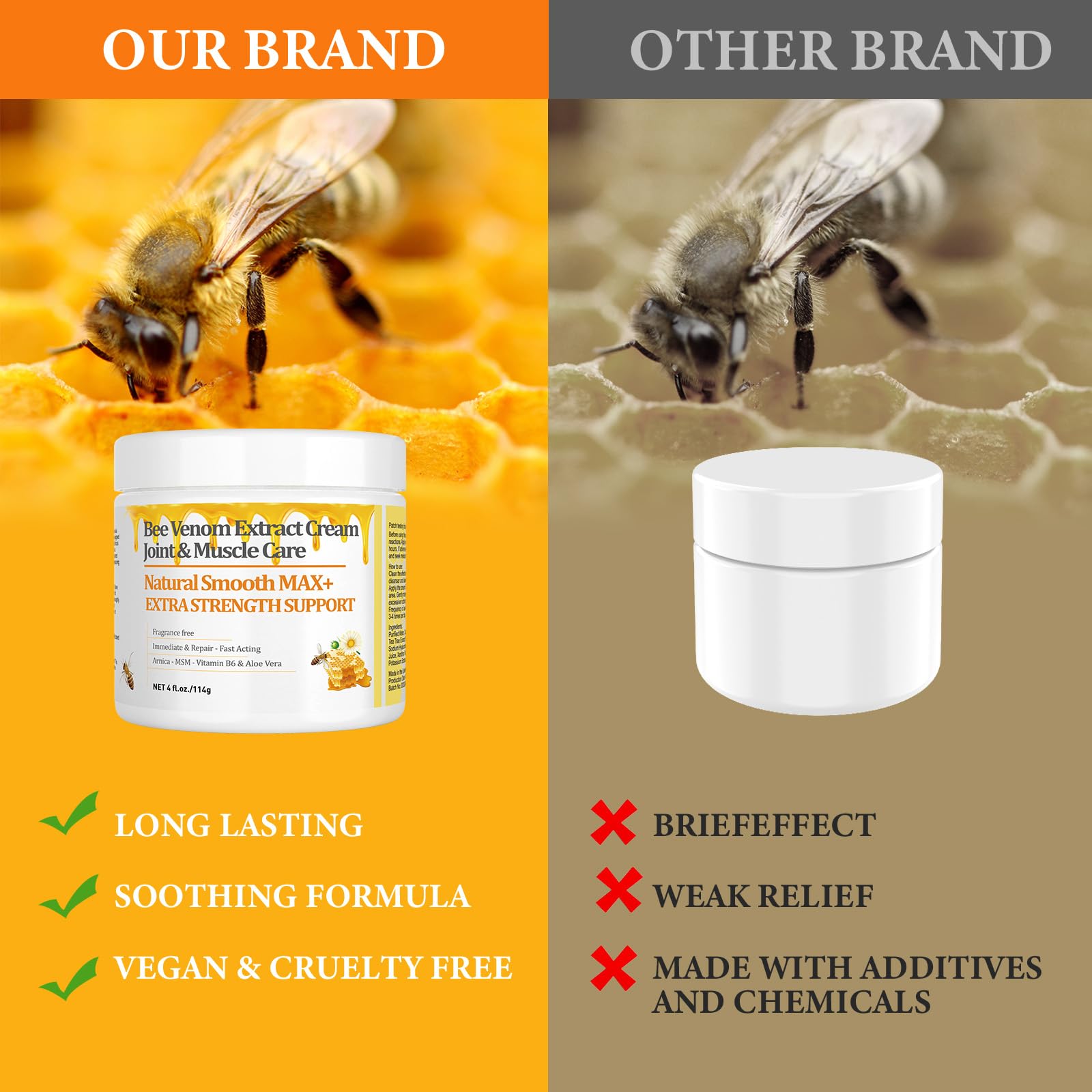 HIKCOSLLY New Zealand Bee Venom Cream, High Strength Recovery Muscle Joint Cream, Natural Organic, Soothe Back, Neck, Hands, Feet, Shoulder, Leg, Knee, Ankle Pain - dailyvitalstore
