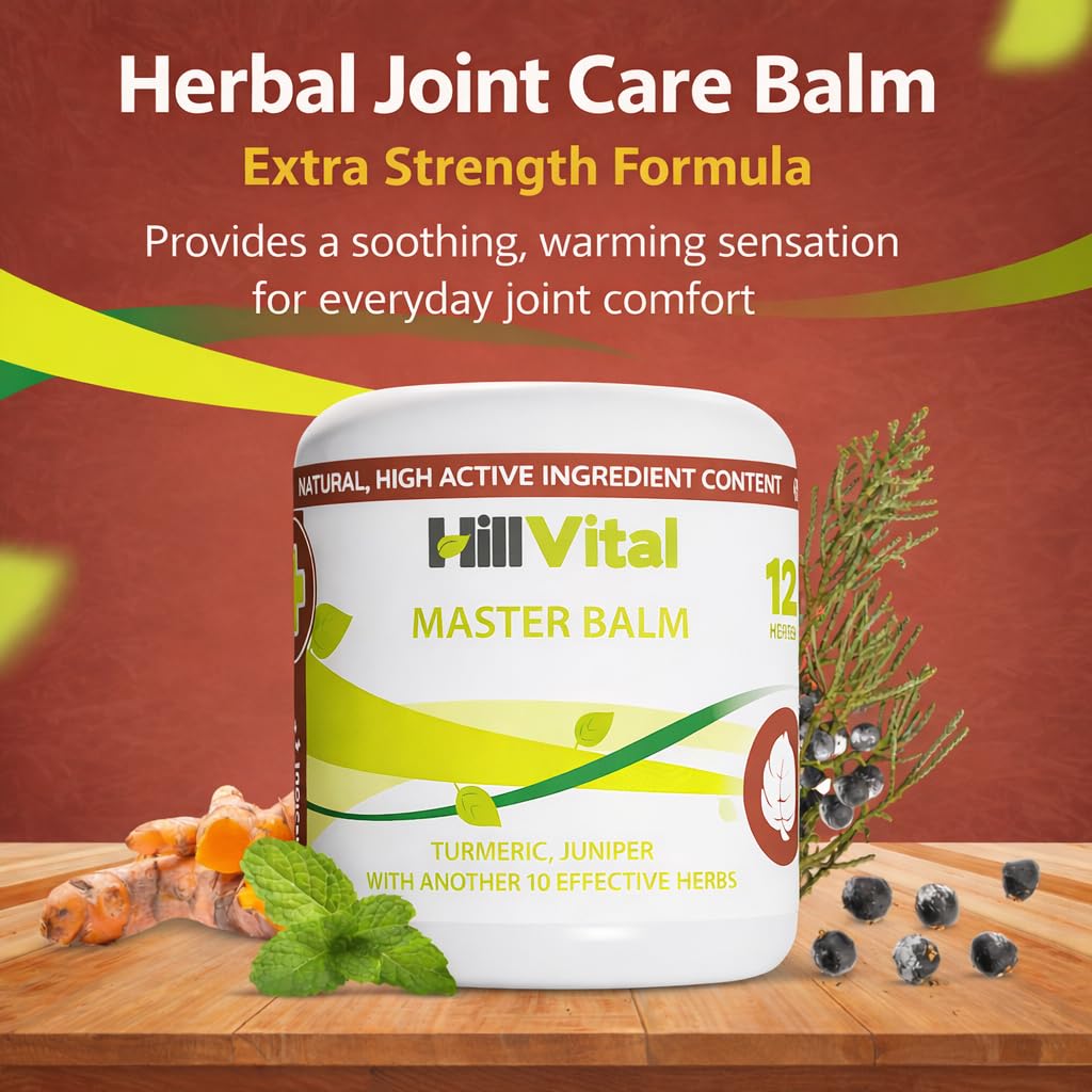 HillVital Herbal Joint Care Balm – Soothing Arnica & Turmeric Blend for Muscles & Joints – Lightweight Herbal Cooling Gel with Mint & Rosemary – Fast-Absorbing Natural Topical Cream - dailyvitalstore