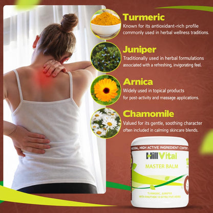 HillVital Herbal Joint Care Balm – Soothing Arnica & Turmeric Blend for Muscles & Joints – Lightweight Herbal Cooling Gel with Mint & Rosemary – Fast-Absorbing Natural Topical Cream - dailyvitalstore