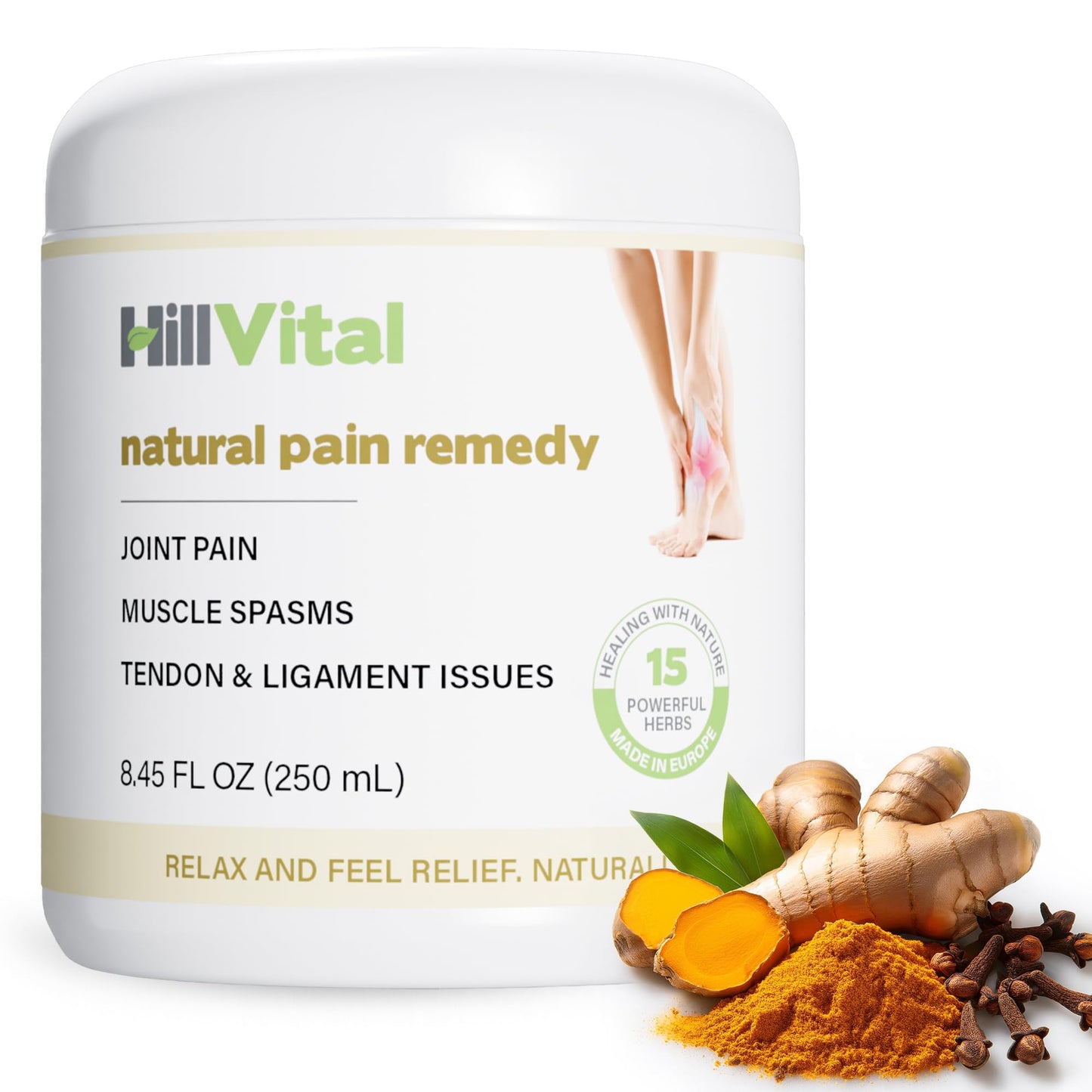 HillVital Joint and Muscle Support – Sore Muscle Relief, Comfort Balm for Aching Joints, Neck, Hands, Feet, Back, Non Greasy Body Rub Sore Muscles Cream, Strong Topical Mixture for Pain Complaints - dailyvitalstore