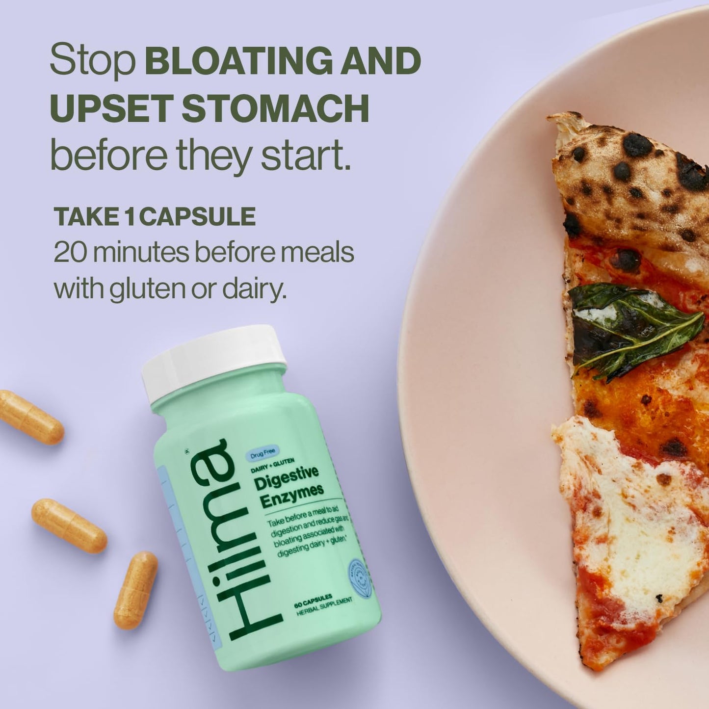 Hilma Digestive Enzymes for Women, Bloating Relief with Turmeric, Dandelion Root and Gluten Digestive Enzymes, Natural Gluten - dailyvitalstore
