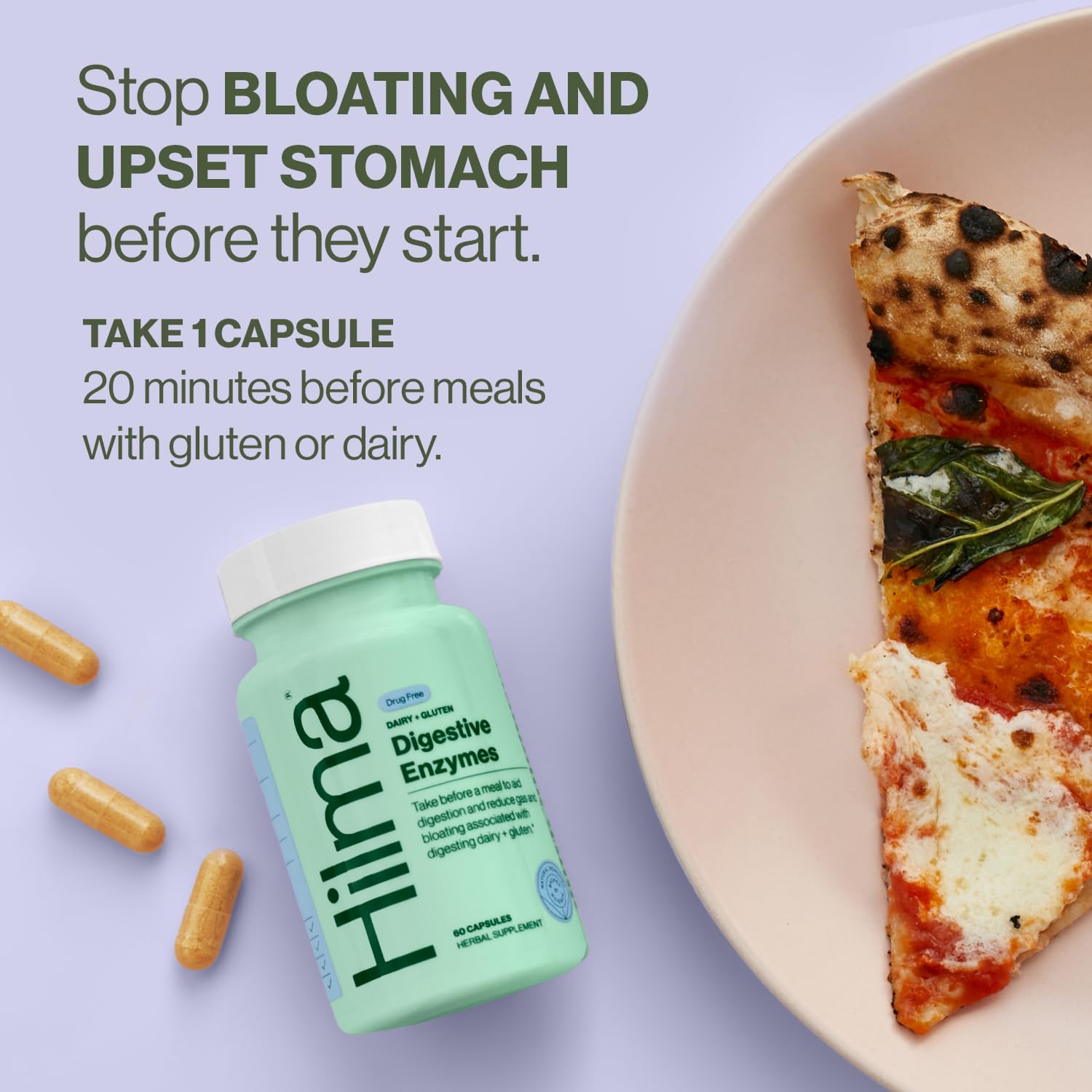 Hilma Digestive Enzymes for Women, Bloating Relief with Turmeric, Dandelion Root and Gluten Digestive Enzymes, Natural Gluten - dailyvitalstore