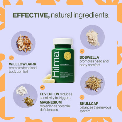 Hilma Natural Tension Headache Relief, Supplements with Magnesium, Boswellia and Feverfew, 50 Vegan Capsules - dailyvitalstore