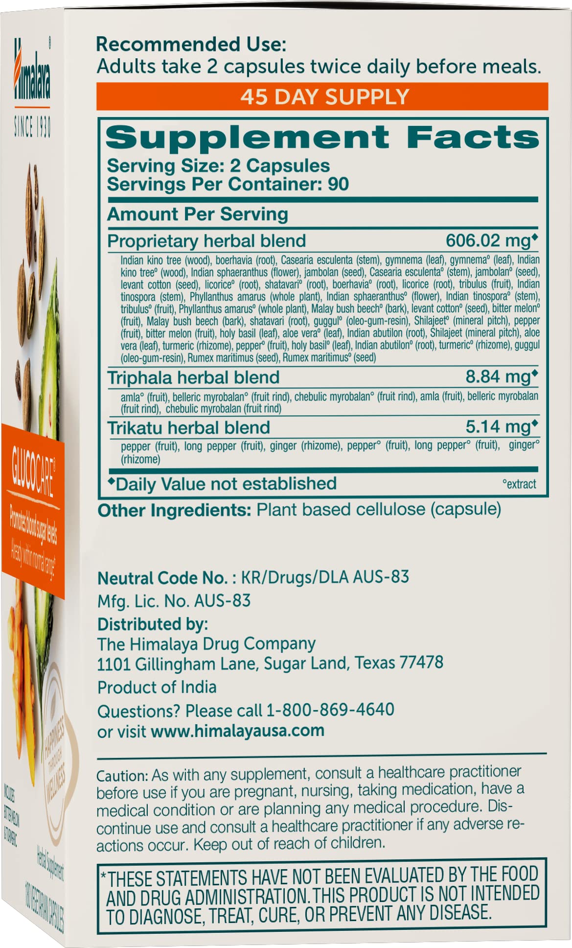 Himalaya GlucoCare – Herbal Glucose Metabolism & Pancreatic Support with Bitter Melon, Gymnema, Triphala & Turmeric – Natural Blood Sugar Support – Vegan, Non-GMO - dailyvitalstore