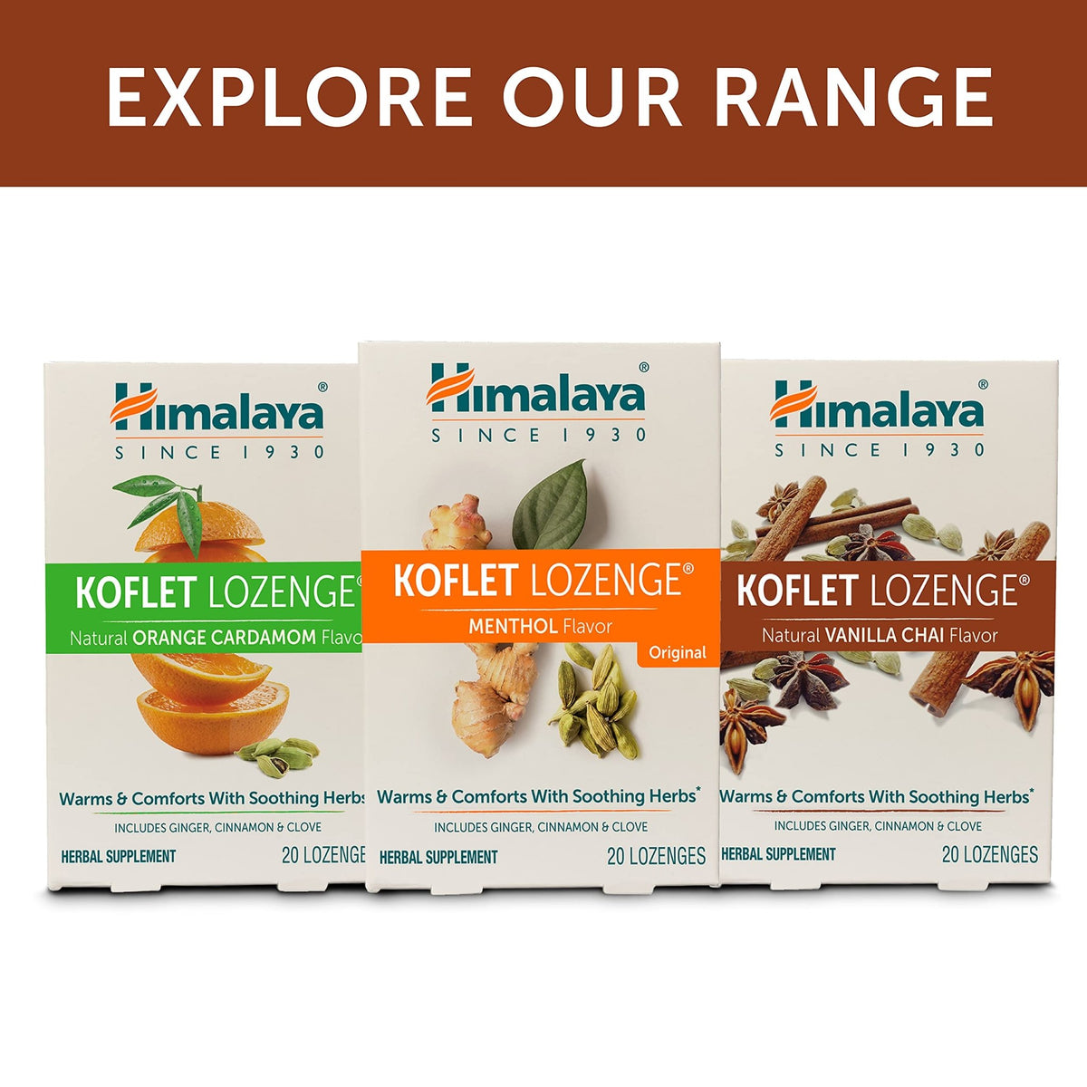 Himalaya Koflet Lozenges, Vanilla Chai Flavor, Natural Herbal Cough Drop for Warming Relief and Soothing Comfort, 130 mg, 20 Lozenge - dailyvitalstore