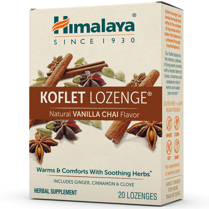 Himalaya Koflet Lozenges, Vanilla Chai Flavor, Natural Herbal Cough Drop for Warming Relief and Soothing Comfort, 130 mg, 20 Lozenge - dailyvitalstore