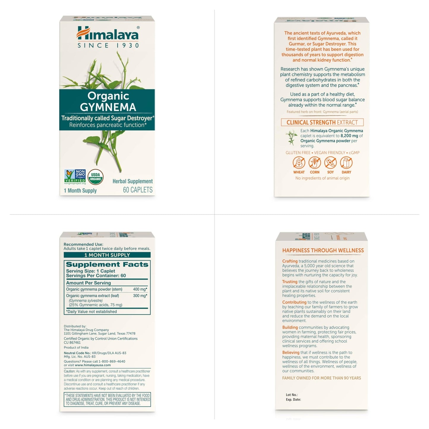 Himalaya Organic Gymnema Sylvestre – Herbal Glucose Metabolism Support - USDA Organic, Non-GMO, Vegan, Gluten Free, Additive Free, 700 mg, 60 Caplets - dailyvitalstore