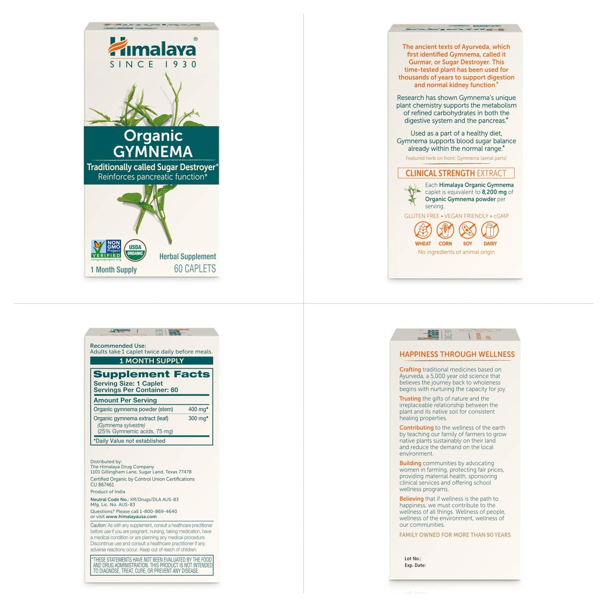 Himalaya Organic Gymnema Sylvestre – Herbal Glucose Metabolism Support - USDA Organic, Non-GMO, Vegan, Gluten Free, Additive Free, 700 mg, 60 Caplets - dailyvitalstore