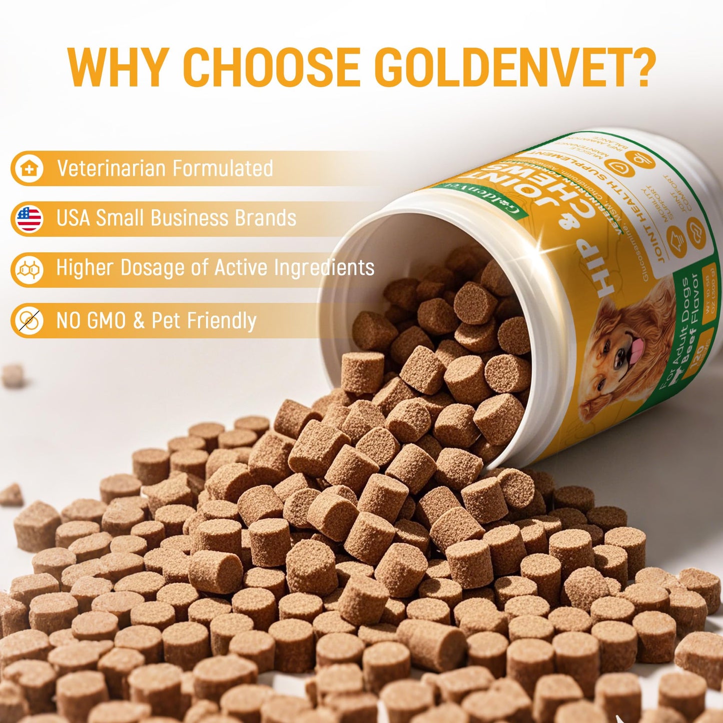 Hip and Joint Chews for Senior Dogs with Glucosamine HCL, Chondroitin, Green-lipped Mussel, Ashwagandha for Anti Inflammatory, Mobility Support, Muscle Maintenance, Joint Comfort 120 Ct - dailyvitalstore