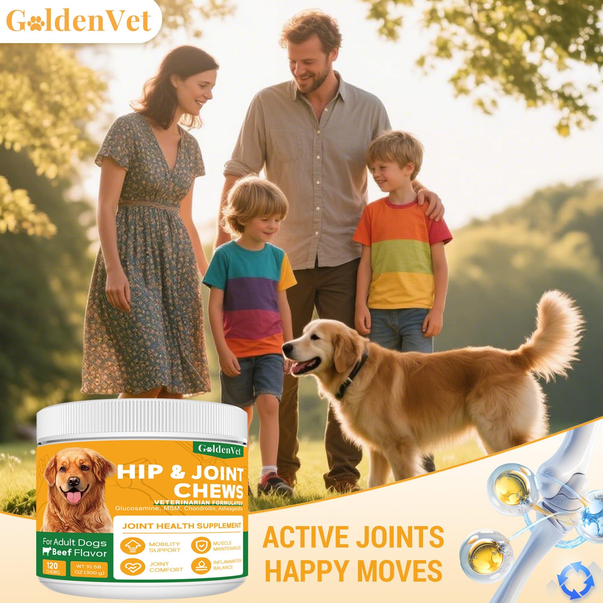 Hip and Joint Chews for Senior Dogs with Glucosamine HCL, Chondroitin, Green-lipped Mussel, Ashwagandha for Anti Inflammatory, Mobility Support, Muscle Maintenance, Joint Comfort 120 Ct - dailyvitalstore