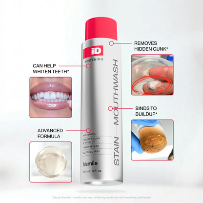 Hismile iD Stain Whitening Mouthwash, Gunk Removing Mouthwash for Fresh Breath, Hydrogen Peroxide Mouthwash to Promote Whiter Teeth, - dailyvitalstore