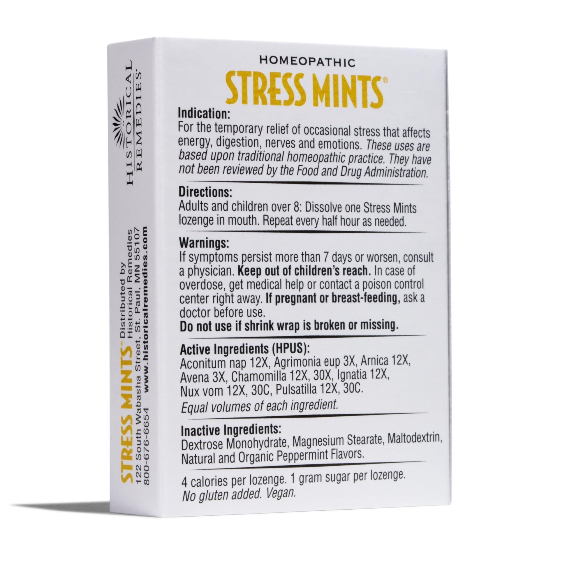 Historical Remedies Stress Mints (1 Pack) | Homeopathic Lozenges to Aid Stress & Digestion, Organic Peppermint Flavor, Vegan & Gluten-Free, Non-Habit Forming - dailyvitalstore