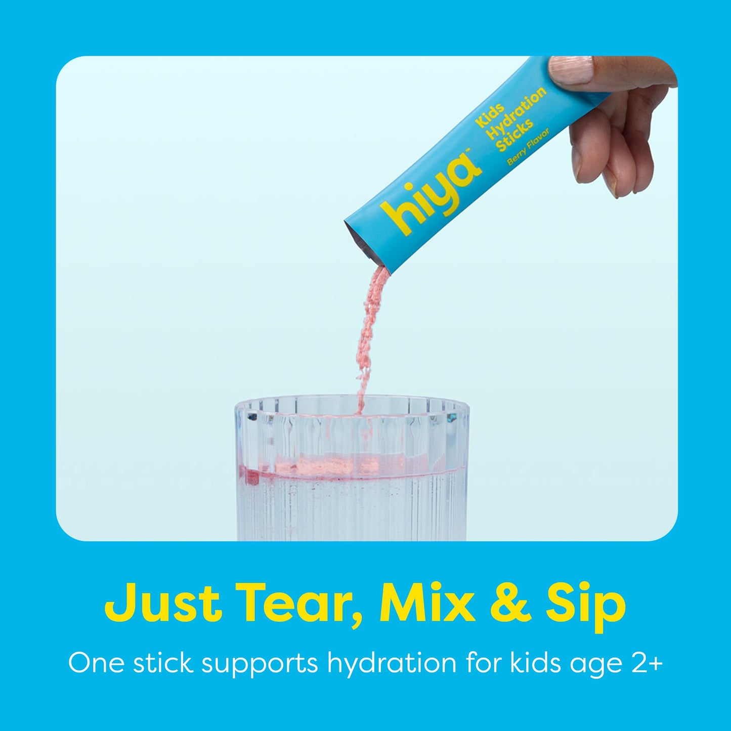 Hiya Kids Hydration with Electrolytes - Zero Added Sugar Berry Flavored Kids Hydration Packets - 15 Sticks - Travel-Friendly Drink Mix for Children Ages 2+ - dailyvitalstore