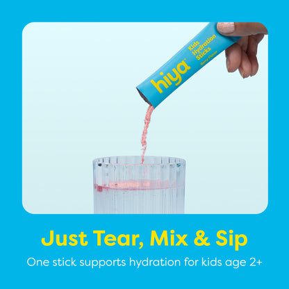 Hiya Kids Hydration with Electrolytes - Zero Added Sugar Berry Flavored Kids Hydration Packets - 15 Sticks - Travel-Friendly Drink Mix for Children Ages 2+ - dailyvitalstore