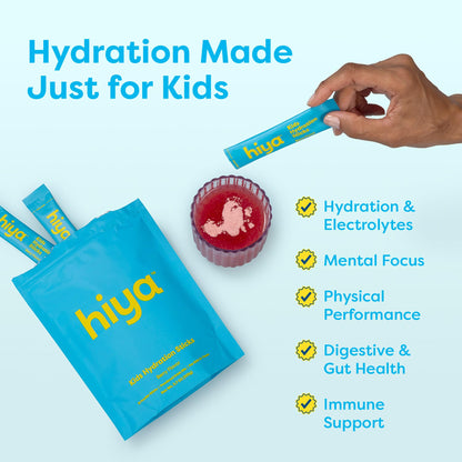 Hiya Kids Hydration with Electrolytes - Zero Added Sugar Berry Flavored Kids Hydration Packets - 15 Sticks - Travel-Friendly Drink Mix for Children Ages 2+ - dailyvitalstore