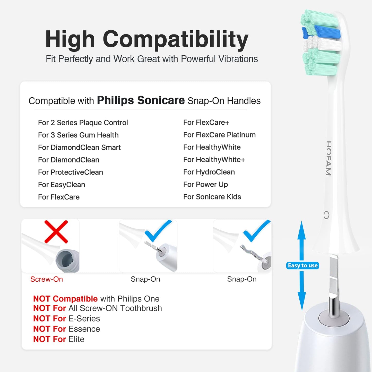 HOFAM Replacement Toothbrush Heads for Philips Sonicare Replacement Heads,Electric Replacement Brush Head Compatible with Phillips Sonicare Electric Toothbrush - dailyvitalstore