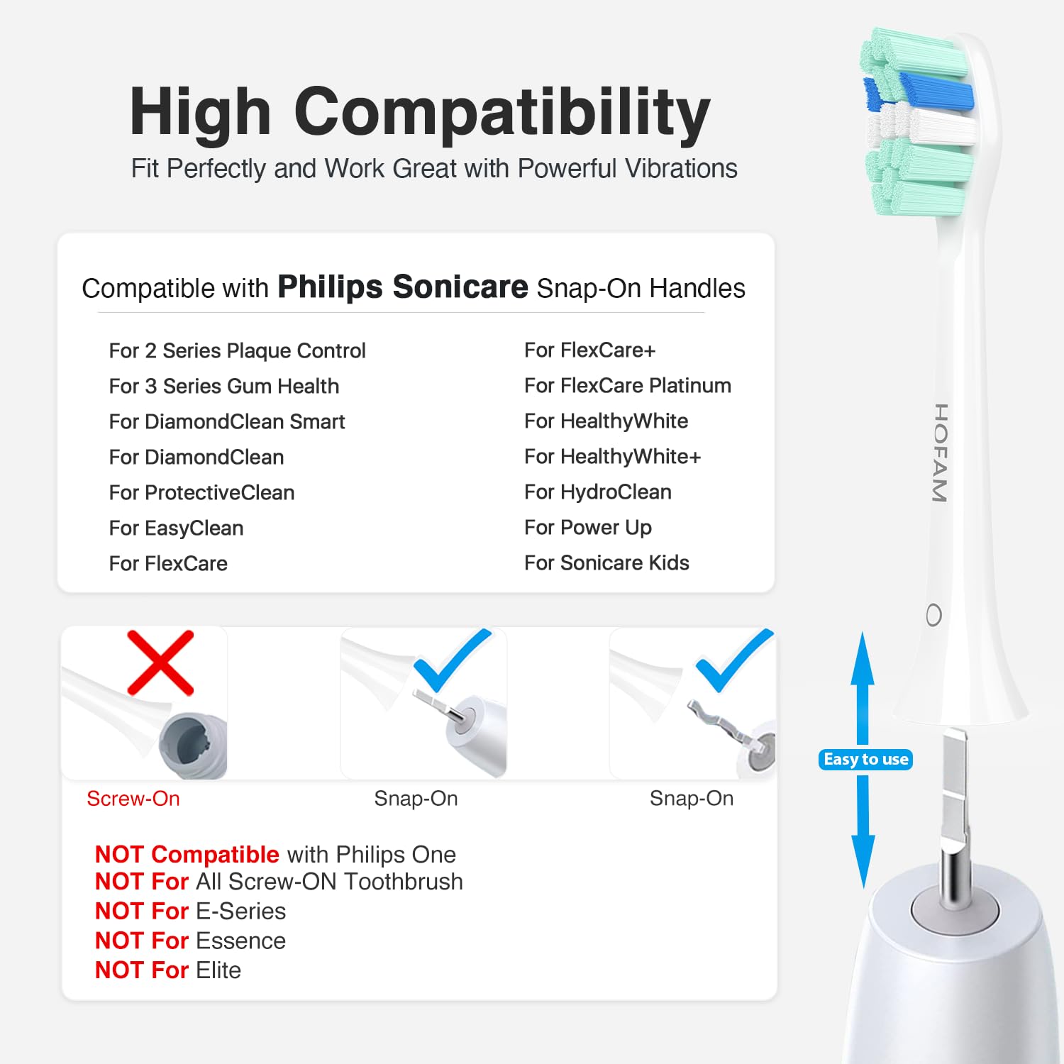 HOFAM Replacement Toothbrush Heads for Philips Sonicare Replacement Heads,Electric Replacement Brush Head Compatible with Phillips Sonicare Electric Toothbrush - dailyvitalstore
