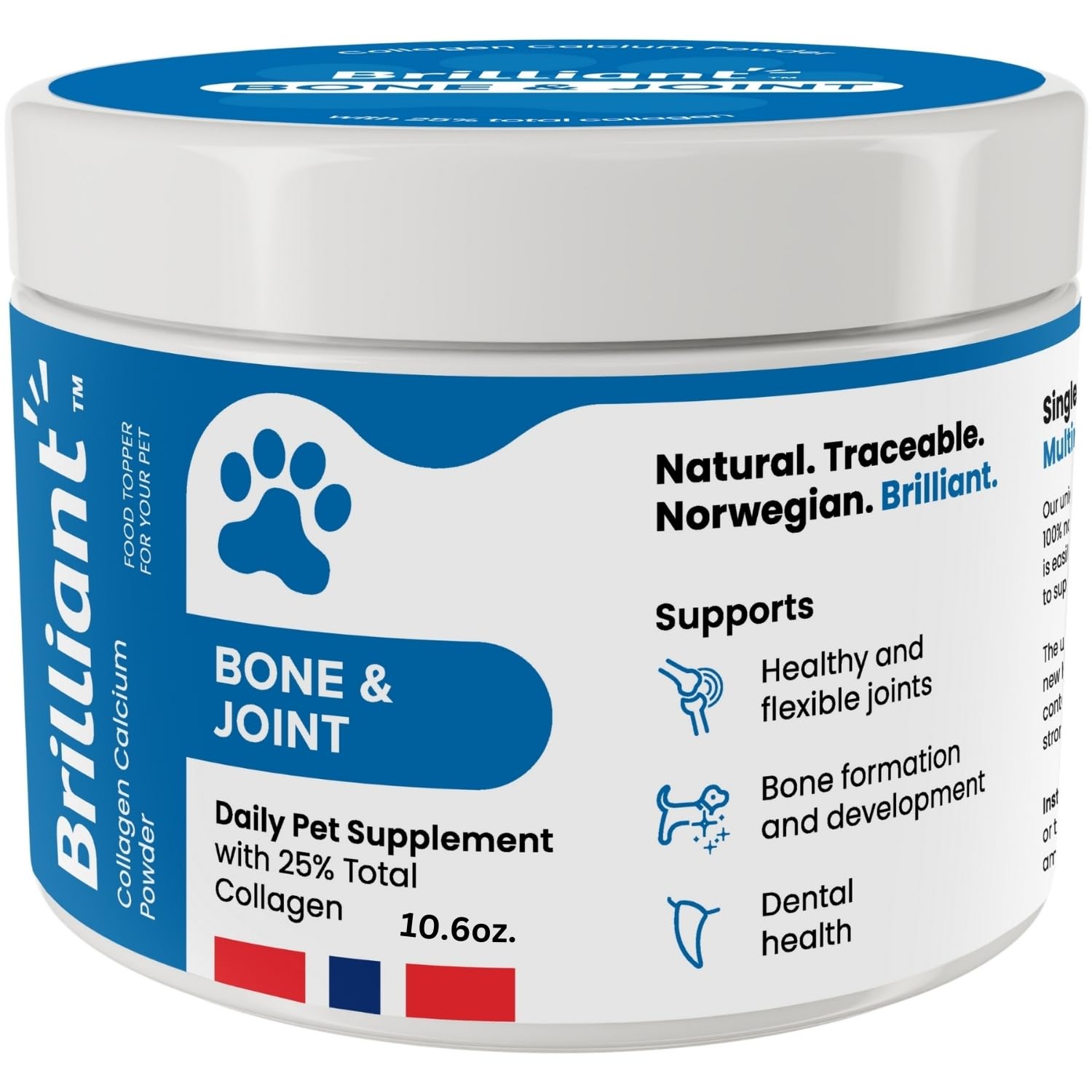Hofseth BioCare Brilliant Bone & Joint Supplement for Dogs - High Strength Calcium & Collagen Powder for Joint & Hip Support, Essential Supplement for Dog’s of All Ages - 10.6 Oz - dailyvitalstore