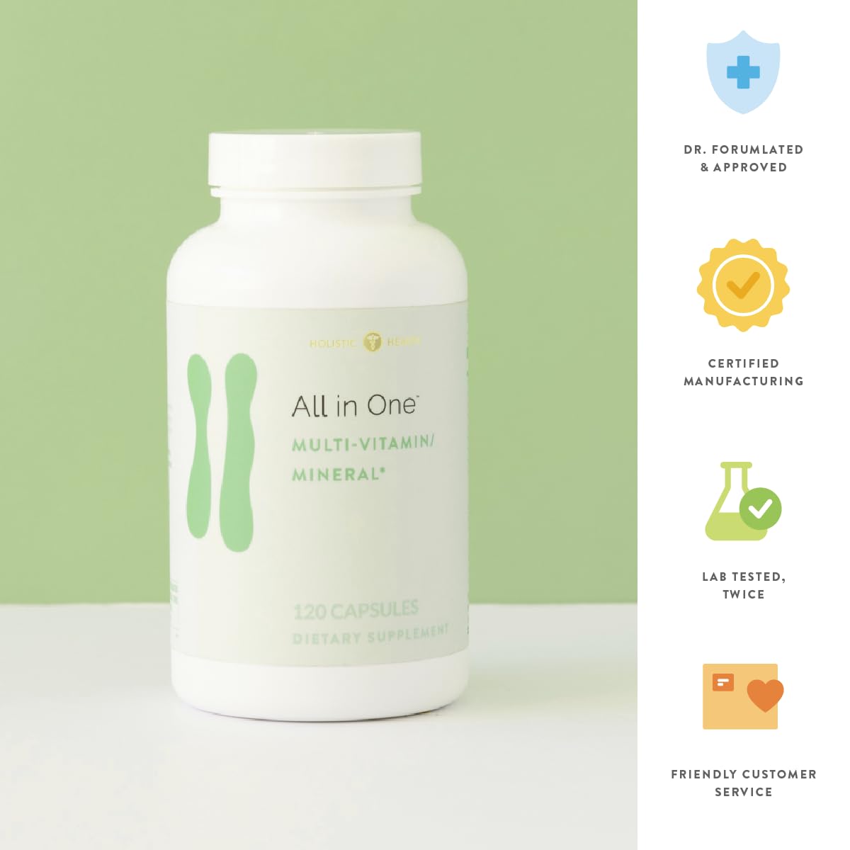 Holistic Health All in ONE Multi Vitamin and Mineral for Antioxidant Boost, Multi Minerals Supplement for Supporting Methylation - dailyvitalstore