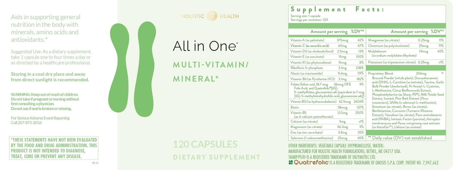 Holistic Health All in ONE Multi Vitamin and Mineral for Antioxidant Boost, Multi Minerals Supplement for Supporting Methylation - dailyvitalstore