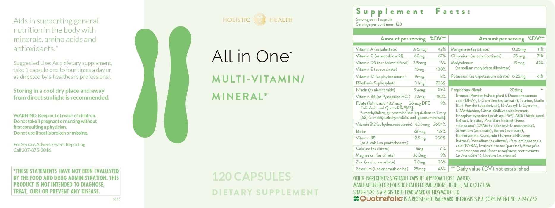 Holistic Health All in ONE Multi Vitamin and Mineral for Antioxidant Boost, Multi Minerals Supplement for Supporting Methylation - dailyvitalstore