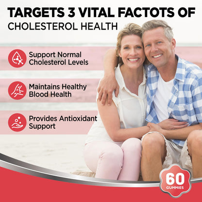 HOLLEGEND Cholesterol Gummies Sugar-Free,12-in-1 Cholesterol Supplements with Plant Sterols,Citrus Bergamot,CoQ10 and Vitamins for Cholesterol Health, Vegan, Mixed Berry Flavor, 60 Counts - dailyvitalstore