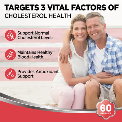 HOLLEGEND Cholesterol Supplements Gummies Sugar Free, 1500mg Plant Sterols for Cholesterol Health, Plus Citrus Bergamot, CoQ10 & Vitamins for Heart Health, Vegan, Mixed Berry Flavor, 60 Chewables - dailyvitalstore
