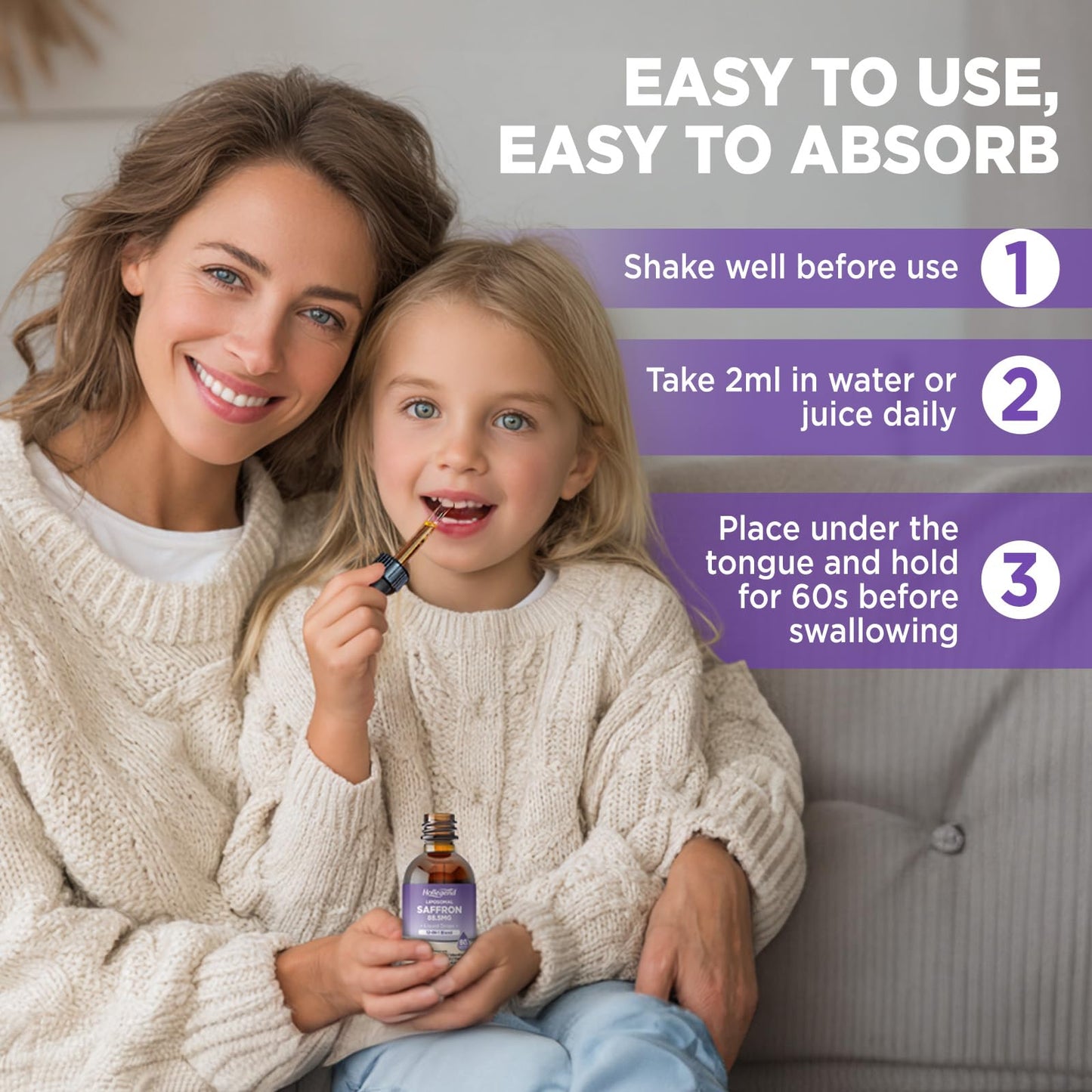 HOLLEGEND Liposomal Saffron Drops for Kids & Adults, Organic Saffron Supplement w/Magnesium, L-Theanine and Vitamins for Stress, Focus, Vision and Energy Support, Vegan, Natural Lemon Flavor, 2 FL OZ - dailyvitalstore