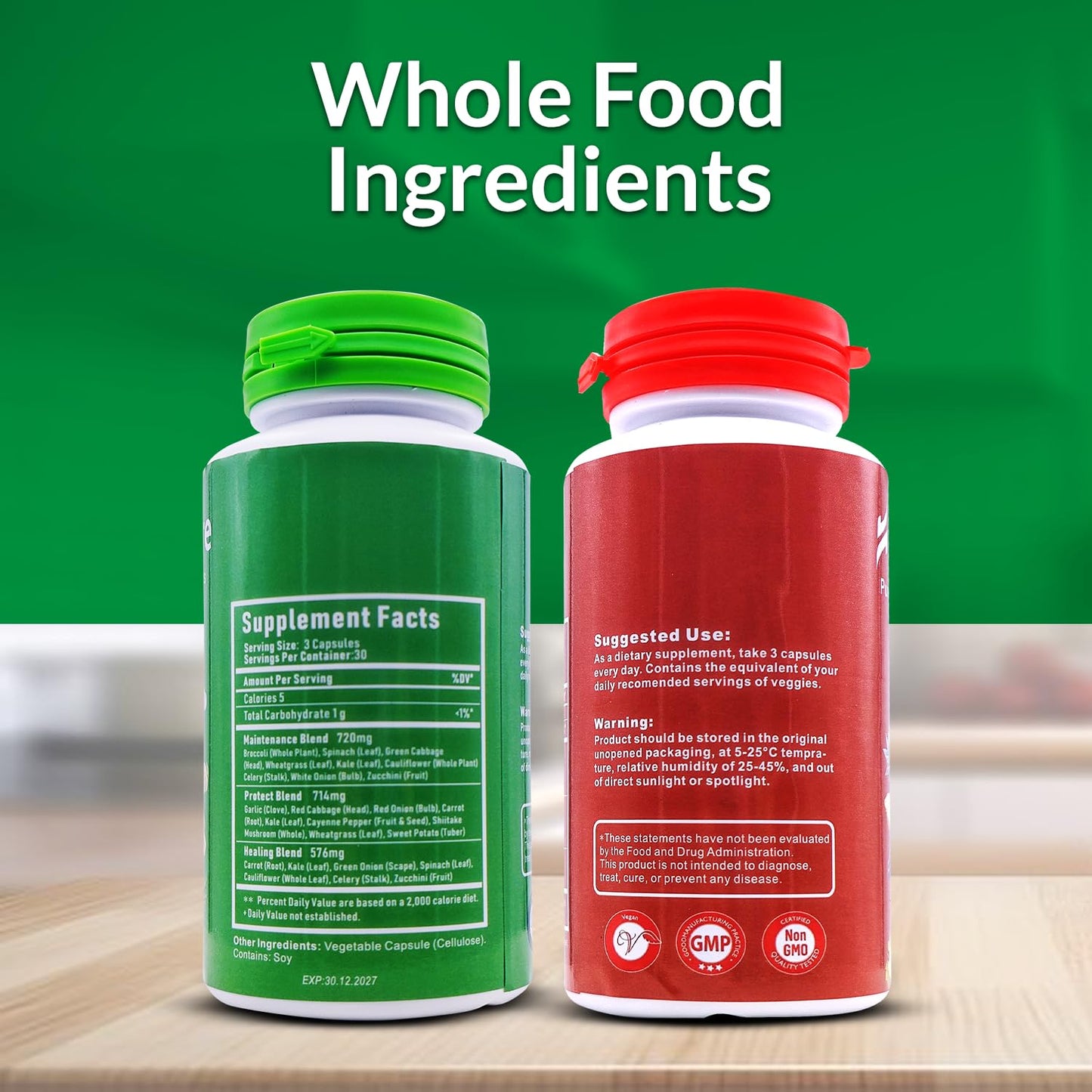 HOMERECORE Whole Food Fruits & Veggies Supplement Plant-Based, Vegan, Gluten-Free, Soy-Free No Fillers Natural Superfoods Boost Energy & Immune System for Men & Women 90 Fruit & 90 Veggie Capsules - dailyvitalstore