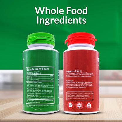 HOMERECORE Whole Food Fruits & Veggies Supplement Plant-Based, Vegan, Gluten-Free, Soy-Free No Fillers Natural Superfoods Boost Energy & Immune System for Men & Women 90 Fruit & 90 Veggie Capsules - dailyvitalstore