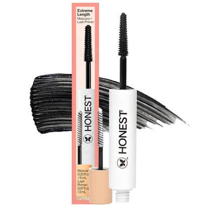 Honest Beauty 2-in-1 Extreme Length Clean Mascara + Lash Primer | Lengthening + Volumizing | Cruelty Free + Safe for Sensitive Eyes | Black, .27 fl oz - dailyvitalstore