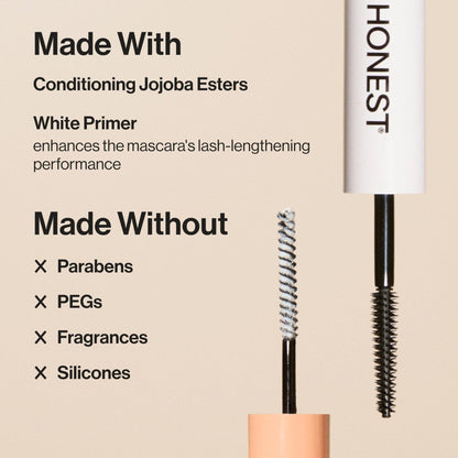 Honest Beauty 2-in-1 Extreme Length Clean Mascara + Lash Primer | Lengthening + Volumizing | Cruelty Free + Safe for Sensitive Eyes | Black, .27 fl oz - dailyvitalstore