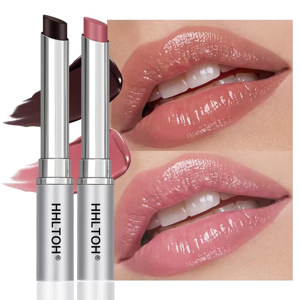 Honey Butter Lipstick Tinted Lip Balm, Shine Moisturizing Plumper Lipstick for Women, Natural Nourishing Hydrating Lip Gloss Stain for Dry Lips, Lightweight Lip Liner Care Makeup, Vegan - Black & Pink - dailyvitalstore