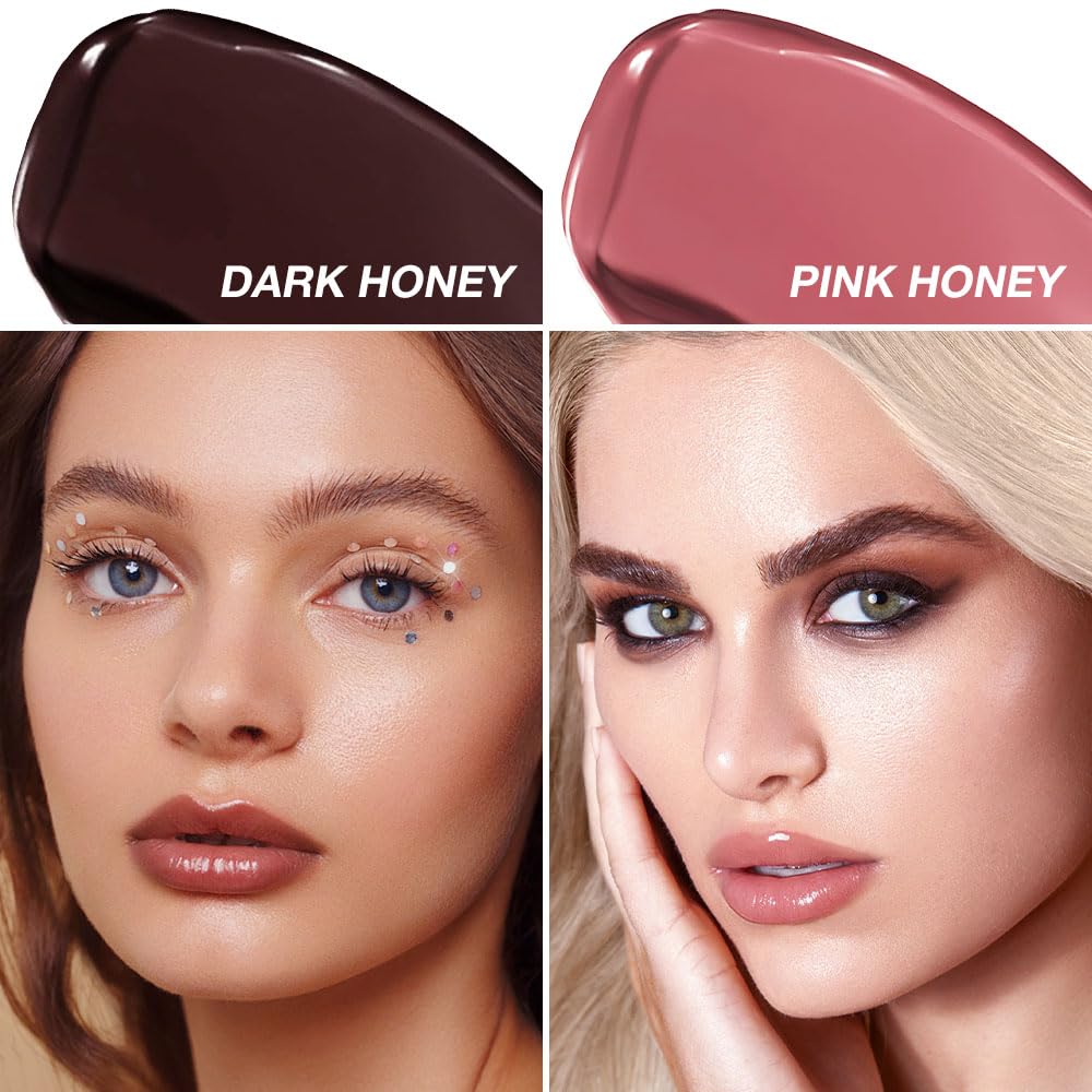 Honey Butter Lipstick Tinted Lip Balm, Shine Moisturizing Plumper Lipstick for Women, Natural Nourishing Hydrating Lip Gloss Stain for Dry Lips, Lightweight Lip Liner Care Makeup, Vegan - Black & Pink - dailyvitalstore