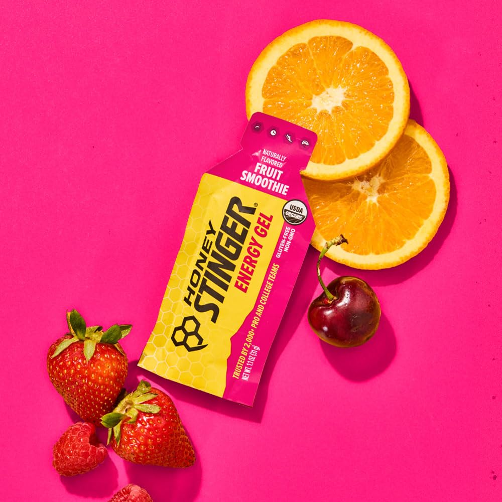 Honey Stinger Organic Fruit Smoothie Energy Gel, Gluten Free & Caffeine Free, for Exercise, Running and Performance, Sports Nutrition for Home & Gym, - dailyvitalstore