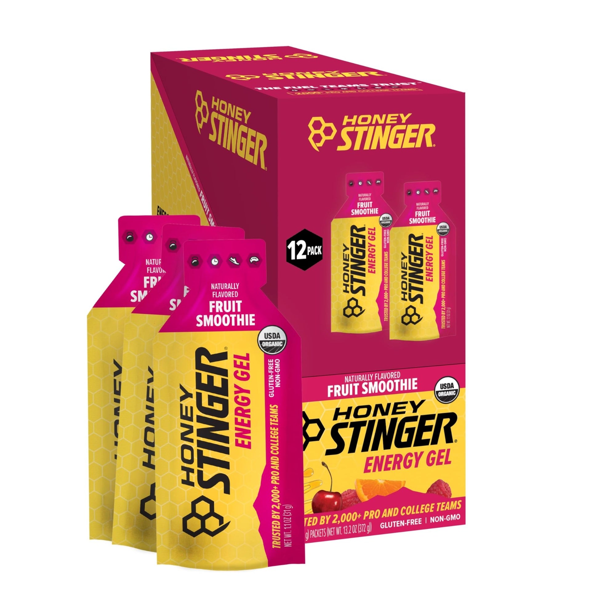 Honey Stinger Organic Fruit Smoothie Energy Gel, Gluten Free & Caffeine Free, for Exercise, Running and Performance, Sports Nutrition for Home & Gym, - dailyvitalstore