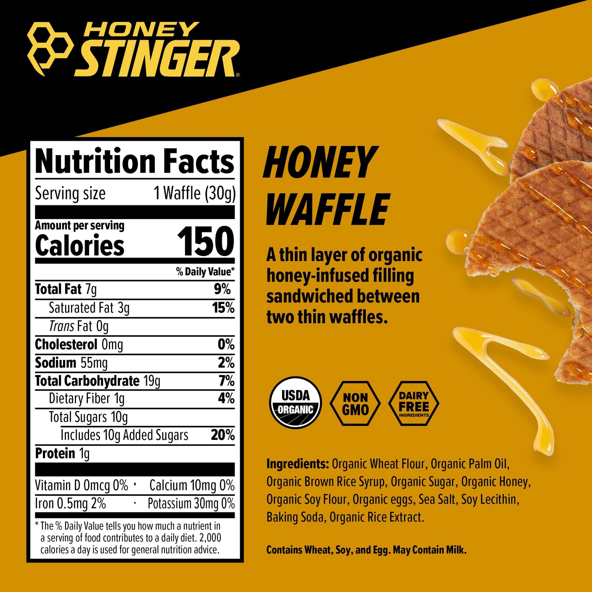 Honey Stinger Organic Honey Waffle, Energy Stroopwafel for Exercise, Endurance and Performance, Sports Nutrition for Home & Gym, - dailyvitalstore