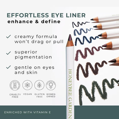 Honeybee Gardens Effortless Eye Liner Pencil, Jet Set Black, Smooth Long-Wearing, Rich Pigment, Vegan & Gluten-Free - dailyvitalstore