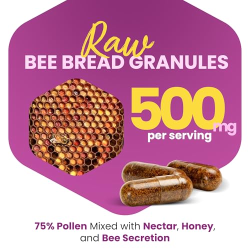 HONEYBEEZONE-Bee Bread Capsules – Nutrient-Rich Superfood for Energy Boost, Immune Support Supplement | Non-GMO, Gluten-Free, 60 Easy-to-Swallow Veggie Capsules - dailyvitalstore