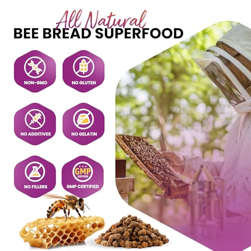 HONEYBEEZONE-Bee Bread Capsules – Nutrient-Rich Superfood for Energy Boost, Immune Support Supplement | Non-GMO, Gluten-Free, 60 Easy-to-Swallow Veggie Capsules - dailyvitalstore