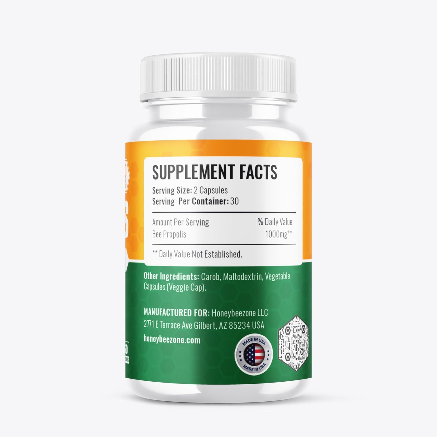 HONEYBEEZONE-Bee Propolis Capsules – 100% Natural Energy and Immune Support Supplement | Non-GMO, Gluten-Free, 60 Easy-to-Swallow Veggie Capsules - dailyvitalstore