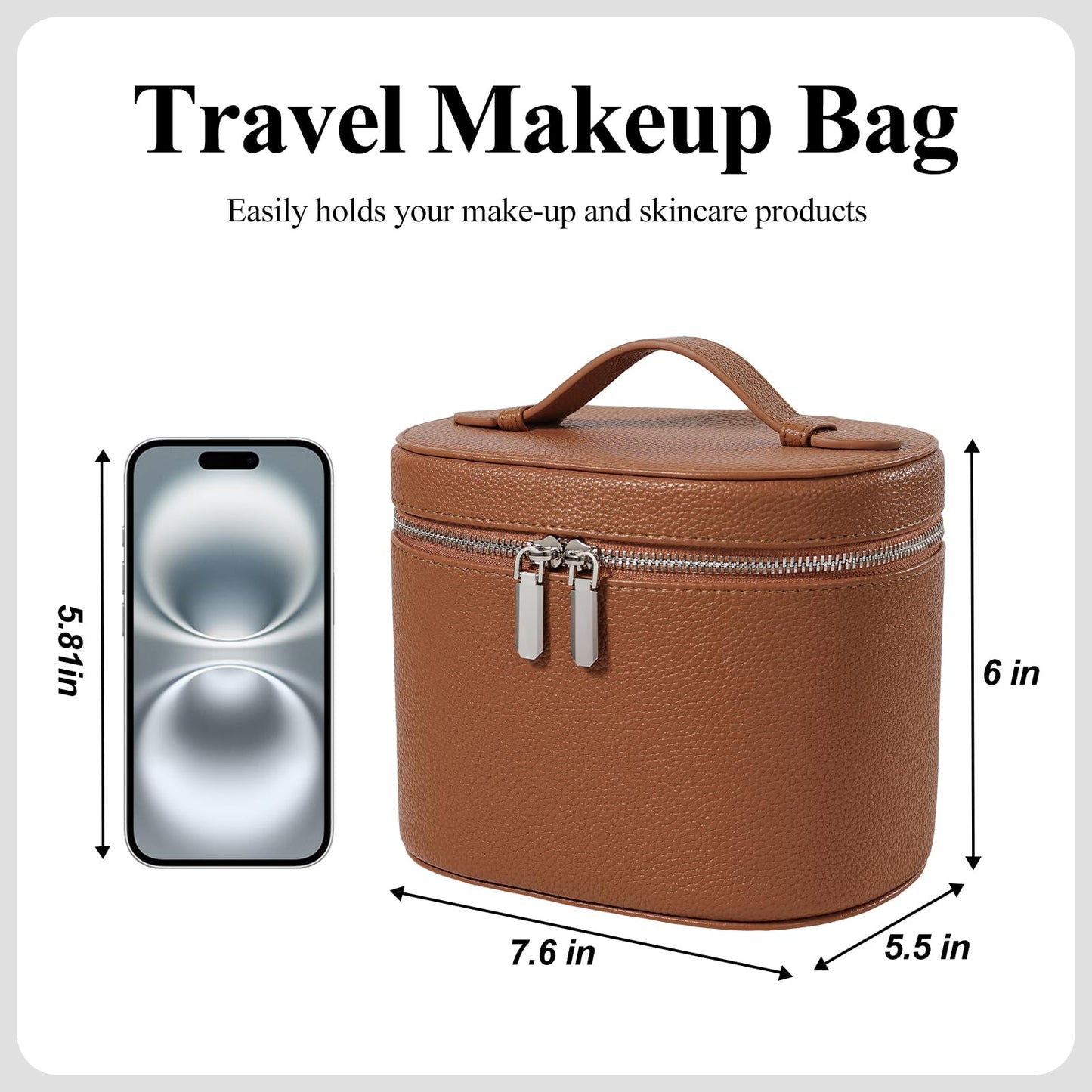 honitty Makeup Bag, Travel Make up Case with Compartments and Handle, Portable Cosmetic Organizer Bags,Toiletry Bag for Women - dailyvitalstore