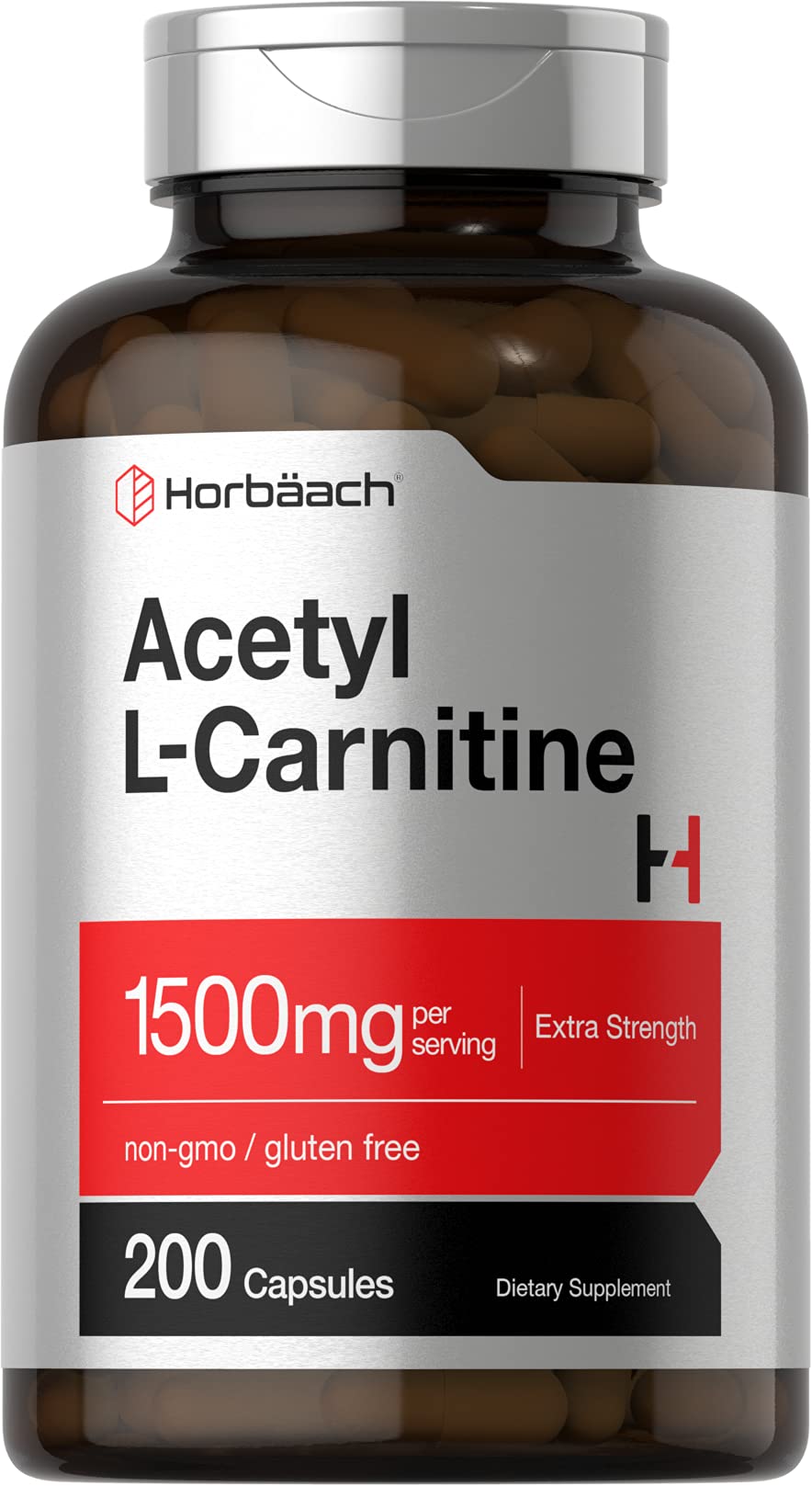 Horbäach Acetyl L-Carnitine 1500mg | 200 Capsules | Extra Strength Supplement | Non-GMO & Gluten Free - dailyvitalstore