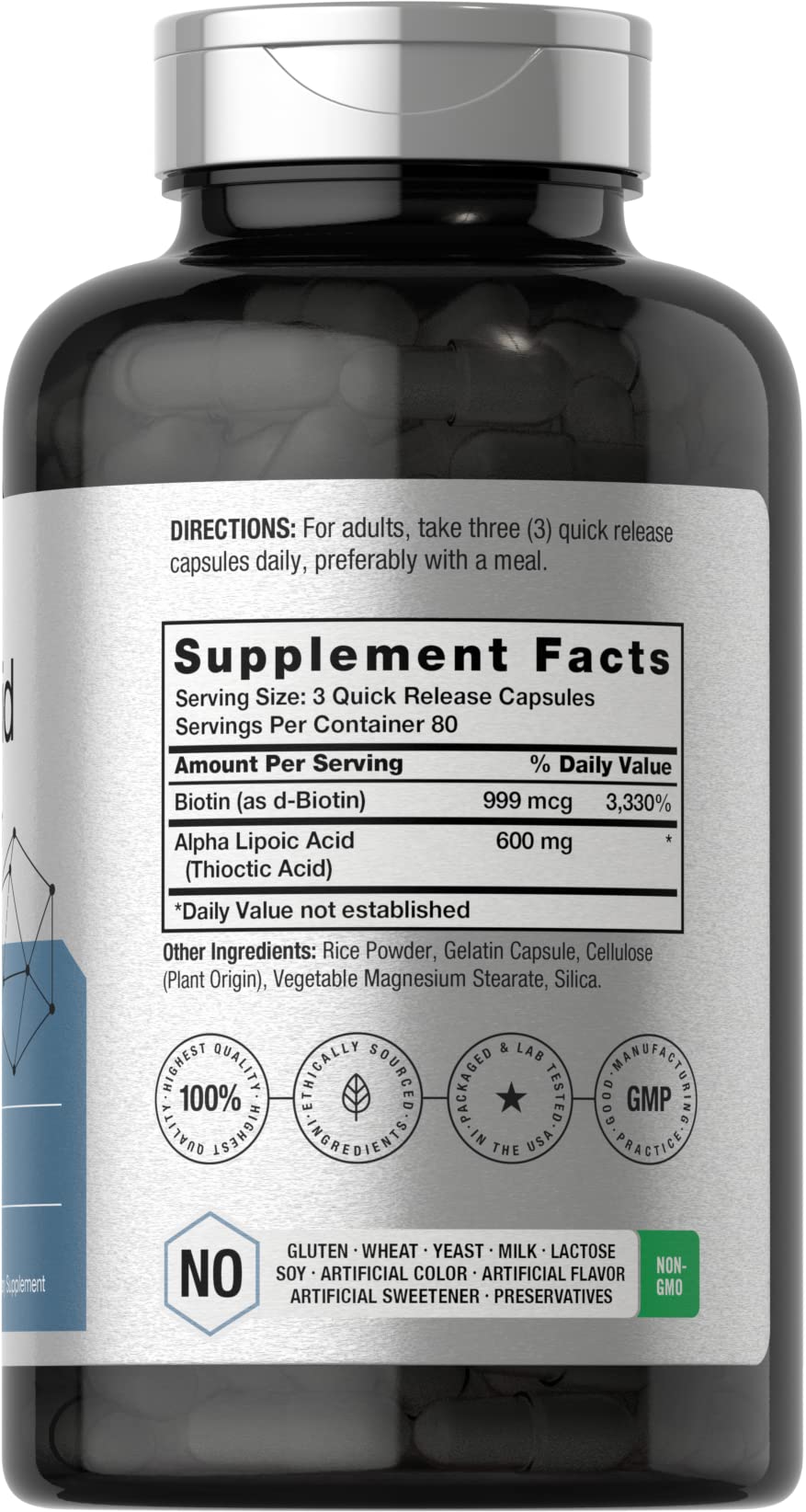 Horbäach Alpha Lipoic Acid 600mg | 240 Capsules | with Biotin Optimizer | Non-GMO and Gluten Free Supplement - dailyvitalstore